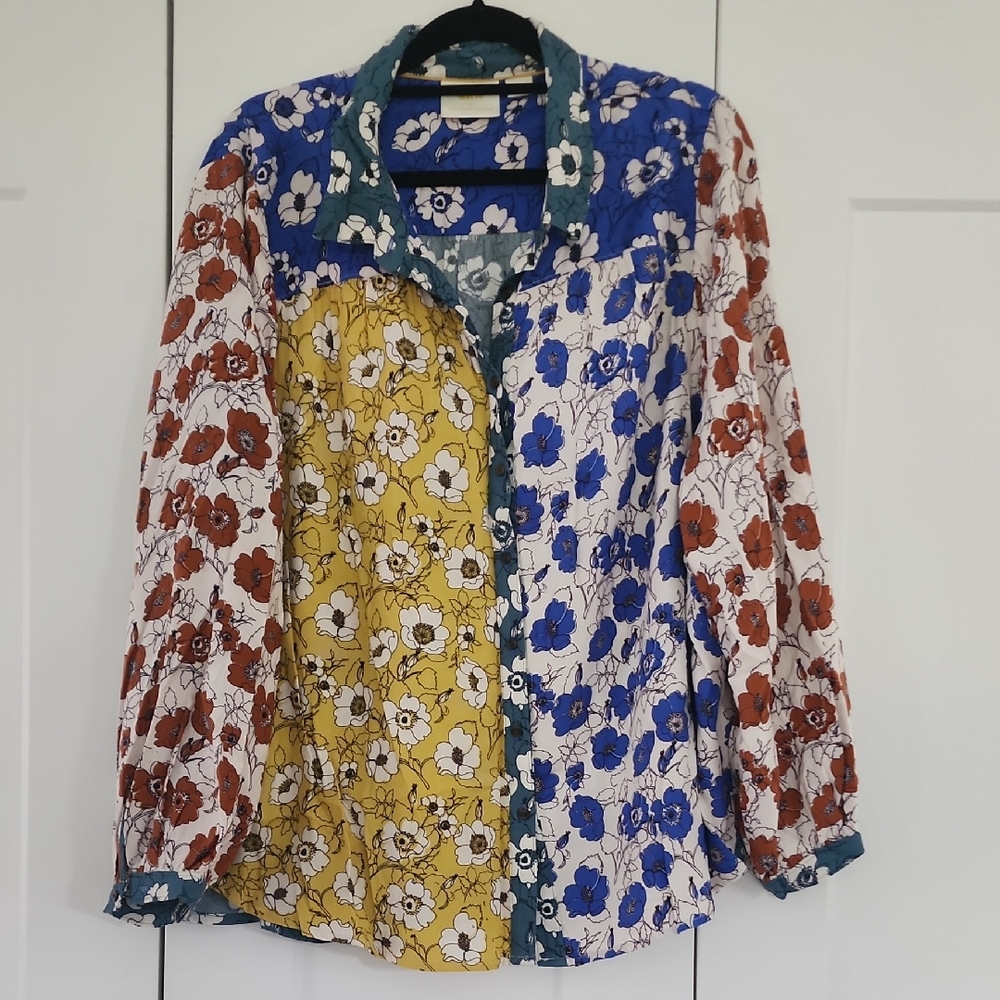 Anthropologie / Maeve Multicolor Floral Button-Down Shirt
